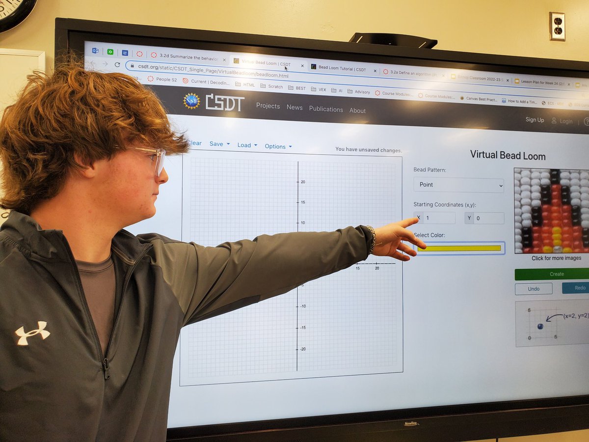 CareerTech_TPSD's tweet image. Exploring Computer Science students taught each other about beadwork by Native Americans and created patterns with the Virtual Bead Loom. #peerteaching #exploringcomputerscience #mathematics #creativity #tpsd