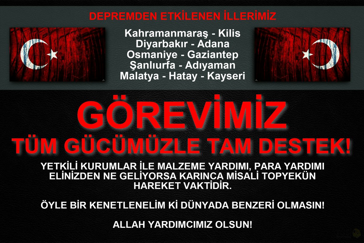 Ayağa kalk Türkiyem! 
Kardeşini soğukta yalnız bırakma! 
Vakit kaybetmeden HEMEN ŞİMDİ!
#antakya #antakyahatay #AHBAP #EnkazAltındaDonuyoruz 
#Kahramanmaras #Kilis #Diyarbakir #Adana #Osmaniye #Gaziantep #sanliurfa #ADIYAMAN #Malatya #hatayyardimbekliyor #kayseri #deprem #Turkey