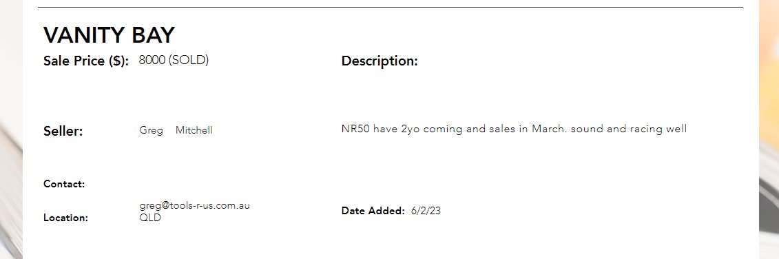 ***** SOLD ***** Thanks to Greg for advertising with us yet again.