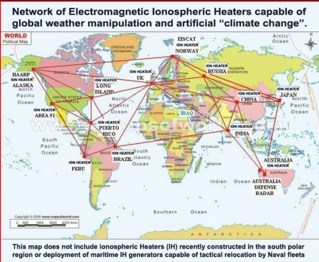 AndradaCarlos8's tweet photo. #HAARP
El Cambio Climático es Creado  Artificialmente por HAARP.
Alteran la Ionosfera y la Magnetosfera con Radiaciones  Electromagnéticas de Alta Frecuencia sobre los centros ciclonicos y anticiclonicos.
La Red mundial de calentadores de ionosfera los manejan x Satélite. https://t.co/VzIiViy3tV