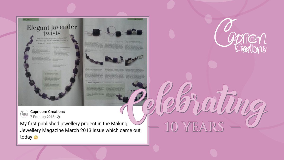 CapricornCreate's tweet photo. WoW!!!
... How can it be 10 years since my first article was published in Making Jewellery Magazine?!?
๐ I think I'd still make/wear this style... though gemstones never date do they ๐
#MakingJewellery #Published #JewelleryDesigner #Teacher #StepByStep #Gemstones #Creativity https://t.co/i9DFTJKCiD