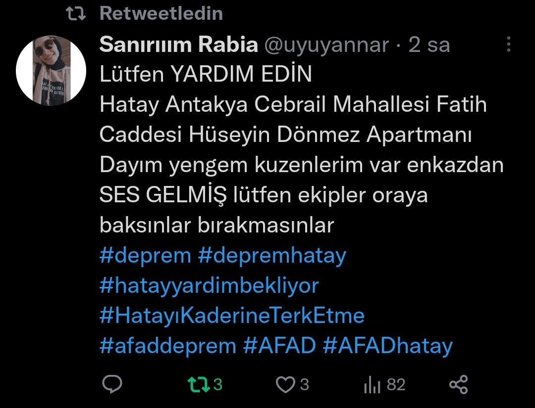 EthemACA5's tweet photo. @AFADBaskanlik @BabalaTv @hakki_alkan @haluklevent @OguzhanUgur @PincTivi @ahbap @ahbaphatay #hatayyardimbekliyor #antakyahatay #antakyadeprem #Hatay https://t.co/YoIcV5wYib