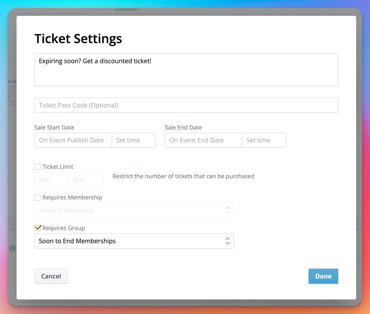 Another update to Events 🎪

You can now restrict tickets to contacts in specific groups, allowing you to control who can purchase specific tickets, including offering discounted tickets and presale access to certain groups. This feature is only available to logged-in contacts.