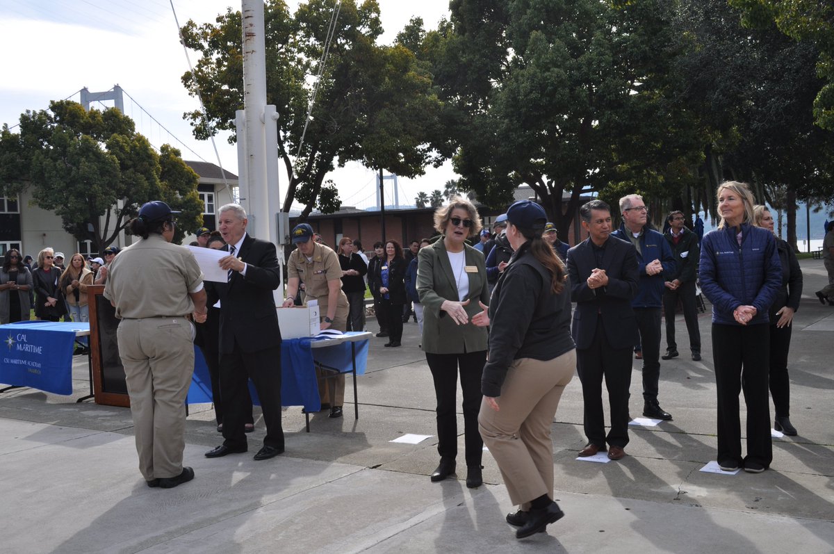 Cal_Maritime's tweet photo. Congratulations to all Keelhaulers recognized today on the Quad for their outstanding academic performances for fall 2022! ✨🏆✨⚓️🌎⚙️ #gokeelhaulers #calmaritime #csumaritimeacademy #presidentslist #deanslist #tuesday https://t.co/ND98X2D5Kq