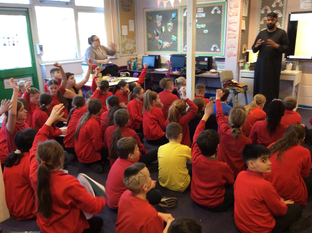 LliswerryPrim's tweet photo. #Year6 were very lucky to have a visit from Mr Rohman this week. He answered so many of our questions about Islam and gave us lots of thoughts to consider. Diolch Mr Rohman it was great to have you back!😁 https://t.co/8C8WdVqTxl