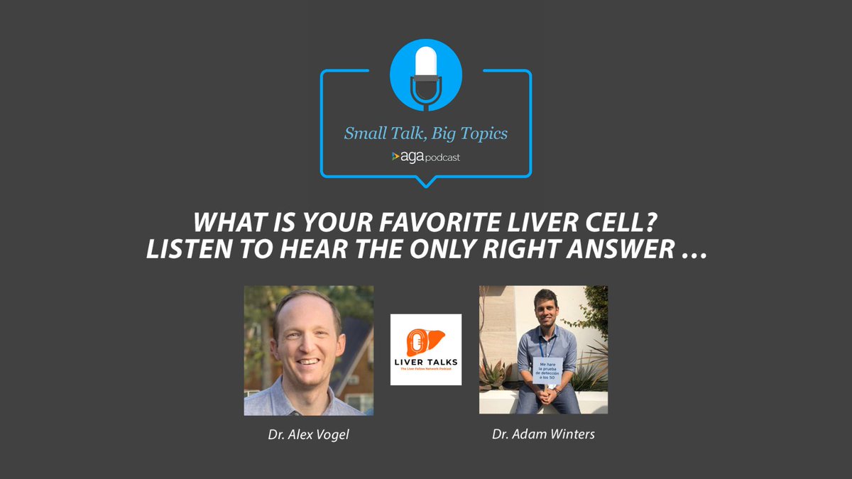 The newest episode of #SmallTalkBigTopics features @MJWhitsonMD & @CSTseMD + special guests @LiverFellow Network/@Liver_Talks' @adam_c_winters & @AlexSVogel talking favorite liver cell and more. Don't miss it! ⤵️

Spotify: ow.ly/WWy150MHY22.
Apple: ow.ly/BOkg50MHY23.