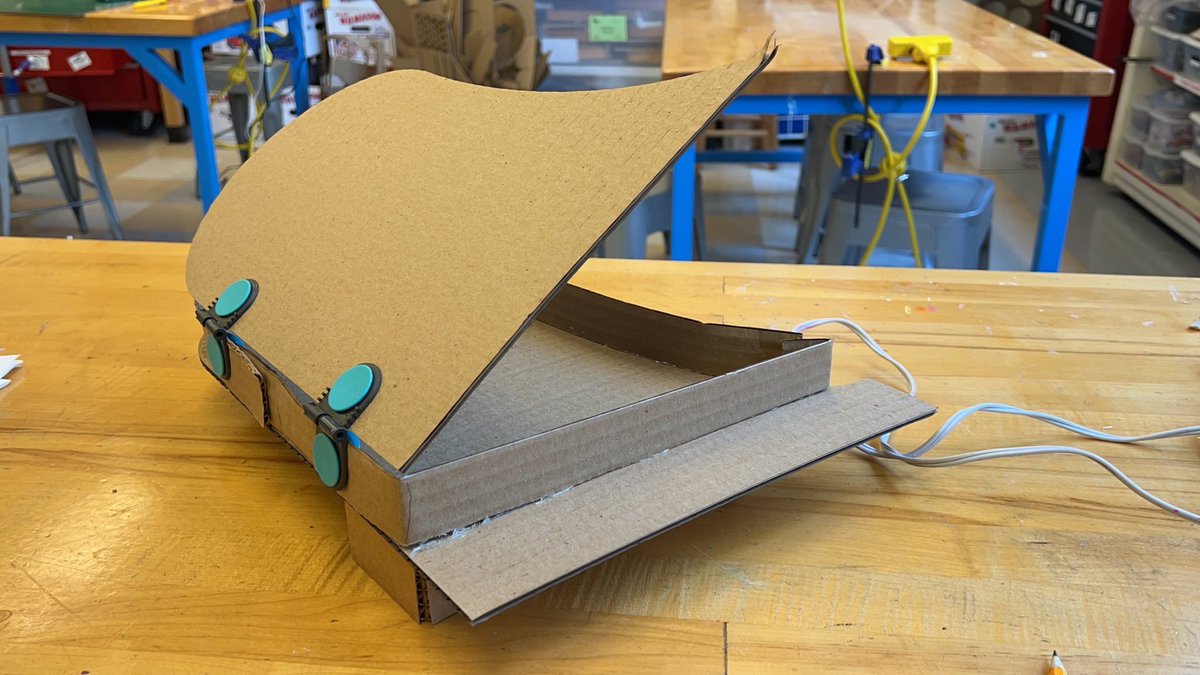 I am building a #cardboard grand piano to use with <a href="/makeymakey/">Makey Makey</a> and <a href="/scratch/">Scratch Team</a> alongside Class VII <a href="/MarymountNY/">Marymount School NY</a>. Designed in <a href="/tinkercad/">Tinkercad</a> and <a href="/EpilogLaser/">Epilog Laser</a> cut. #Makedo hinges and connectors.
