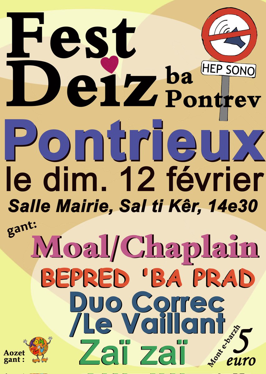 komzou22's tweet photo. @Komzou22 (association des parents d'élèves bilingues du RPI Ploëzal-Runan) organise son traditionnel fest-deiz des amoureux dimanche à Pontrieux 😍 #DivYezh #bzhg #bzh #Bretagne https://t.co/4krBeJpo2M