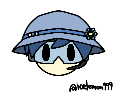 Simplified head icon drawing of my OC / online persona