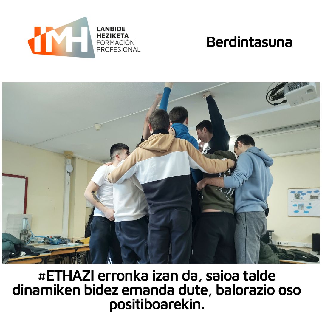 imhcampus's tweet photo. MEKA-ko Berdintasun zikloko 2. urteko ikasleek IMHko Goi Mailako 1. urtekoei "emakumea enpresan" tailerra eman diete. 
#ETHAZI erronka izan da, saioa talde dinamiken bidez eman dute,  balorazio oso positiboarekin.
@FPeuskadi @ethazi #berdintasuna #balioak40  @ikaslangipuzkoa https://t.co/D6sIWLFEhu
