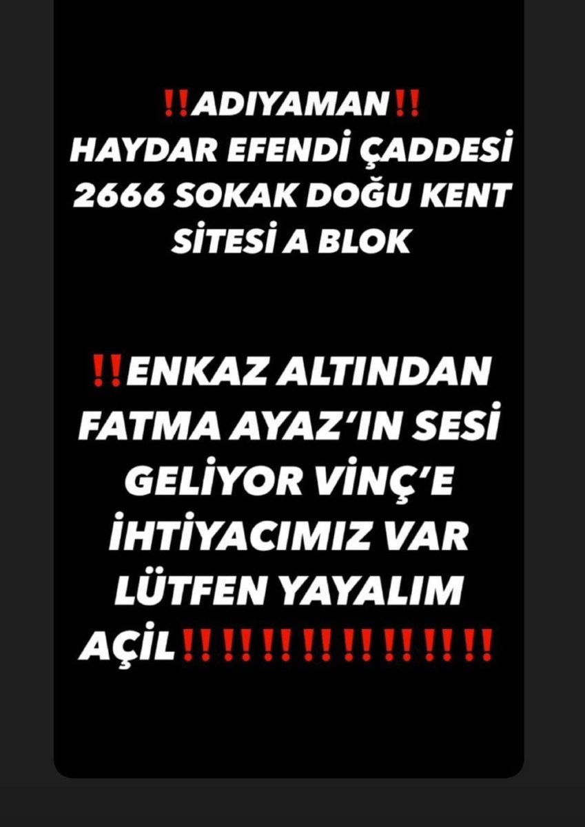 selennonay's tweet photo. Lütfen hala ses var yaşayan var yardım edeliiiim #deprem #AdıyamanYardımBekliyor @haluklevent @OguzhanUgur https://t.co/uyRQ7bPhhp
