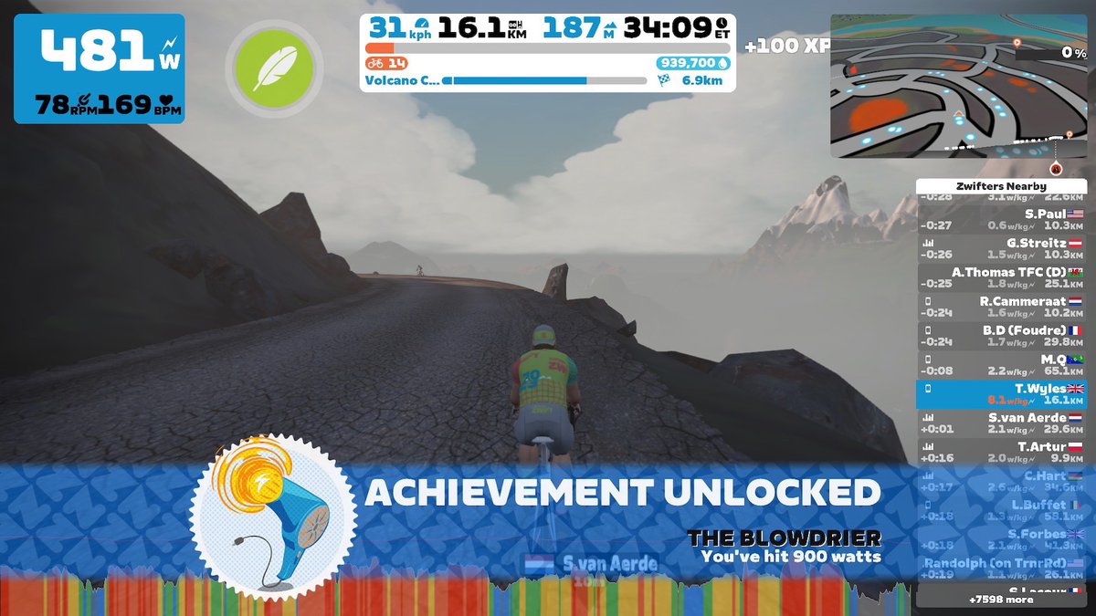 Did somebody say 900W when going up Volcano Climb on <a href="/GoZwift/">Zwift</a> ? I'll take it! #TheBlowdrier #rideon