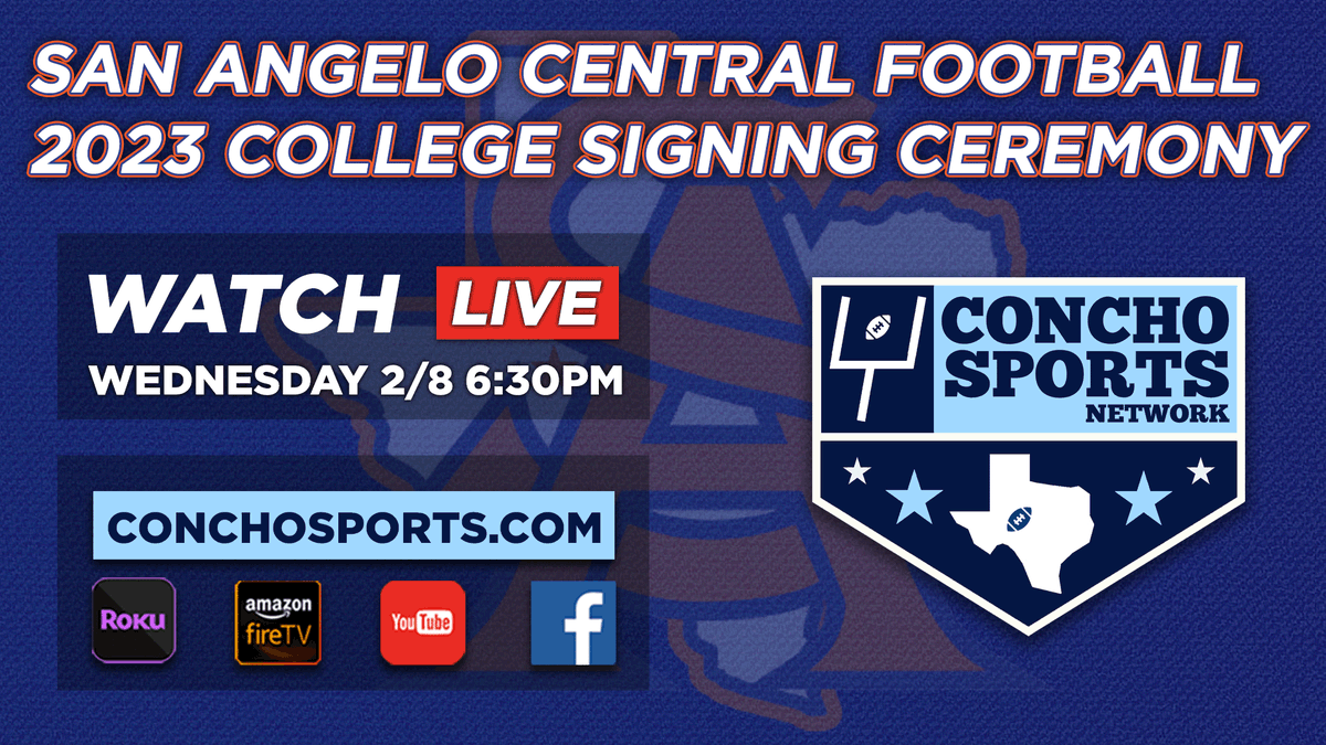 Join us Wednesday 2/8 6:30pm as we bring you the 2023 <a href="/AngryOrangeFB/">San Angelo Central Bobcat Football</a> college signing ceremony. There will be four (possibly more) signings and we'll interview each player live! <a href="/tyler_hill_12/">Tyler Hill</a> <a href="/ChaseMM05/">Chase Miller</a> <a href="/Darius_Floyd_15/">@Darius_Floyd_15</a> <a href="/cadinpizzola/">Cadin Pizzola</a> 

youtube.com/live/UDyt5AVB4…