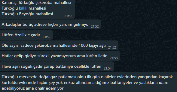 bsra_c_'s tweet photo. KAHRAMANMARAŞ

Sınıf arkadaşımın mesajı lütfen yayalım. Yardıma ihtiyaç var.
@AFADBaskanlik @KendineMuzisyen @aynisinemalar @LEVOBALIM @haluklevent @elraenn @feritkw 
K.maraş-Türkoğlu şekeroba 
Türkoğlu kıllılı 
Türkoğlu Beyoğlu mahallesi
Bu üç adrese hiçbir yardım gelmiyor https://t.co/jKflAq7uLs