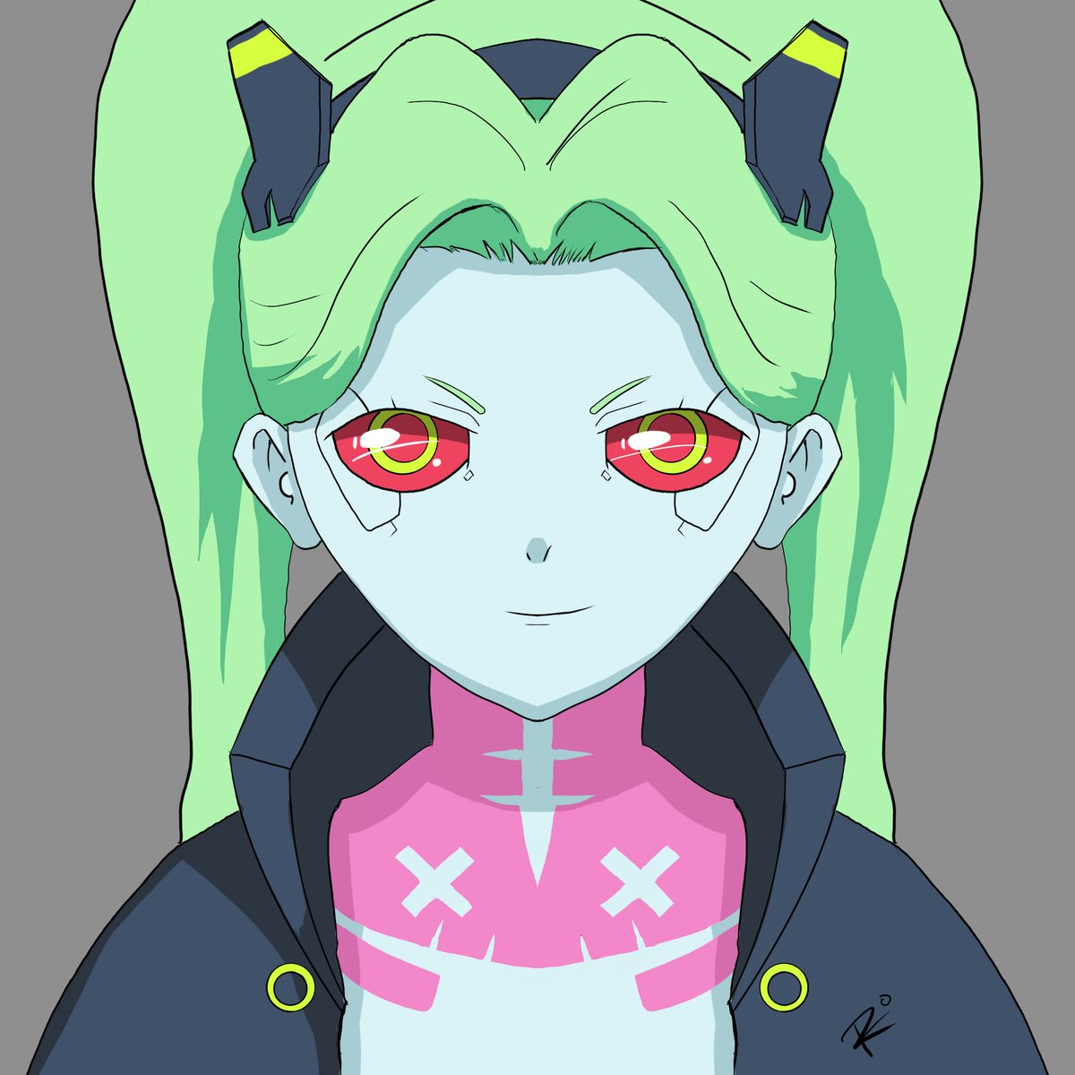 Kato_Fury's tweet photo. Another bit of art using the Galaxy Tablet:

#rebeccaCyberpunk #Edgerunners https://t.co/4Y4F6Jt6C3