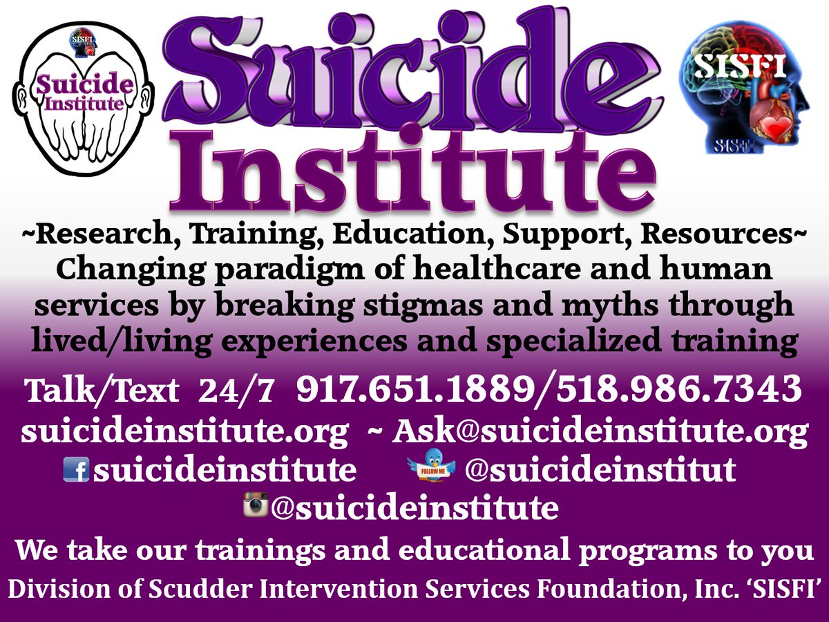 Updated our #SuicideInformedCare training <a href="/SISFI/">Scudder Intervention Services Foundation Inc SISFI</a> <a href="/SuicideInstitut/">The Suicide Institute- training, research, support</a> <a href="/Suicide_Center/">Suicide Center</a> for communities/individuals to meet increasing needs of people experiencing #EmotionalPain #addiction #depression #loneliness #MentalHealthCrisis #MentalIllness #PTSD #suicide #trauma. #SISFISafe