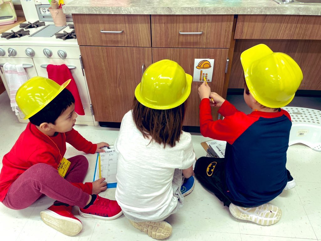 These kinders spent their 100th day completing job sites within our construction zone classroom🚧🛠️counting, building &amp; creating all the way up to 100!