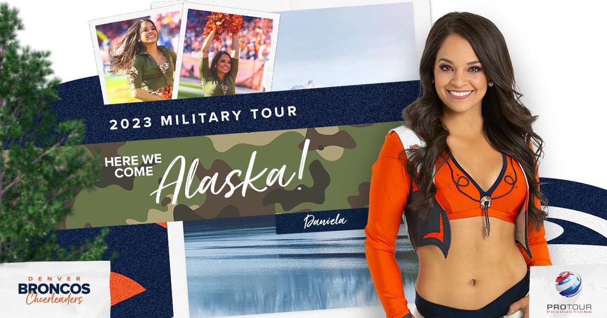 BroncosCheer's tweet photo. Alaska is #BroncosCountry — @DBC_DanielaZ is on her way! ✈️ 🤩✨
#DBCandAFE | #ArmedForcesEnt | #ProTourProductions | #ProTourAlaska https://t.co/3tche7KbgJ