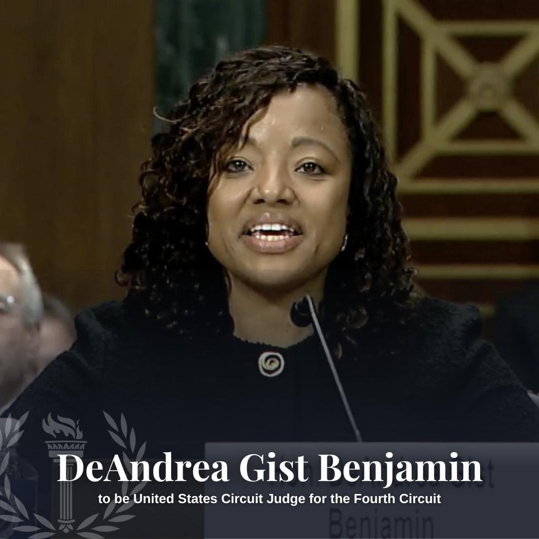 JudiciaryDems's tweet image. JUST NOW: The Senate invoked cloture on DeAndrea Gist Benjamin to be U.S. Circuit Judge for the Fourth Circuit.

She is a prominent jurist with deep ties to the South Carolina legal community, earning her nomination bipartisan support.