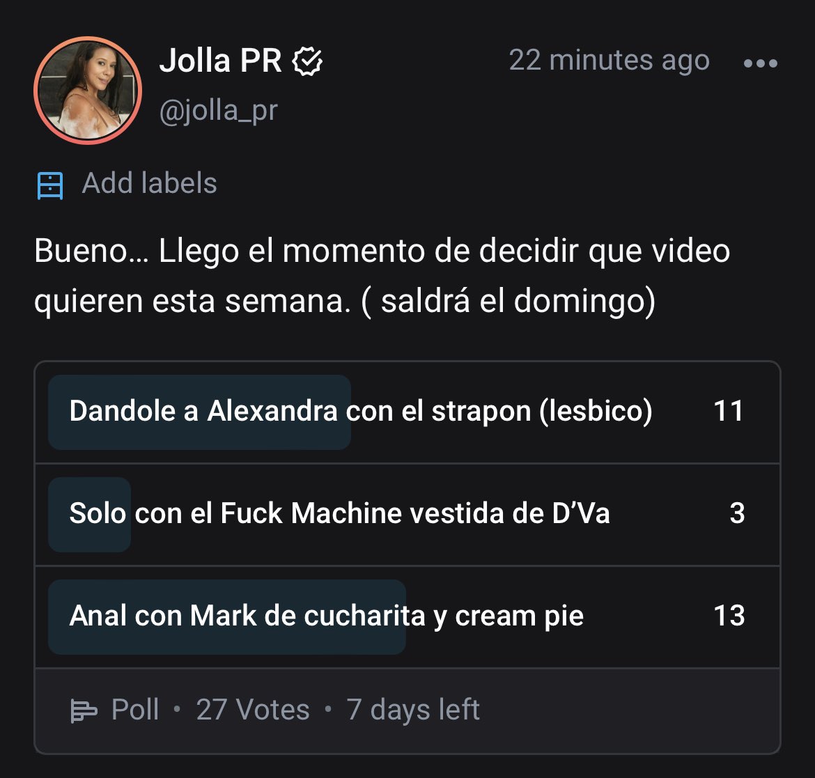 Jolla PR 🇵🇷 on Twitter: "Los tengo viendo en el onlyfans padre el próximo video!! vayan a votar