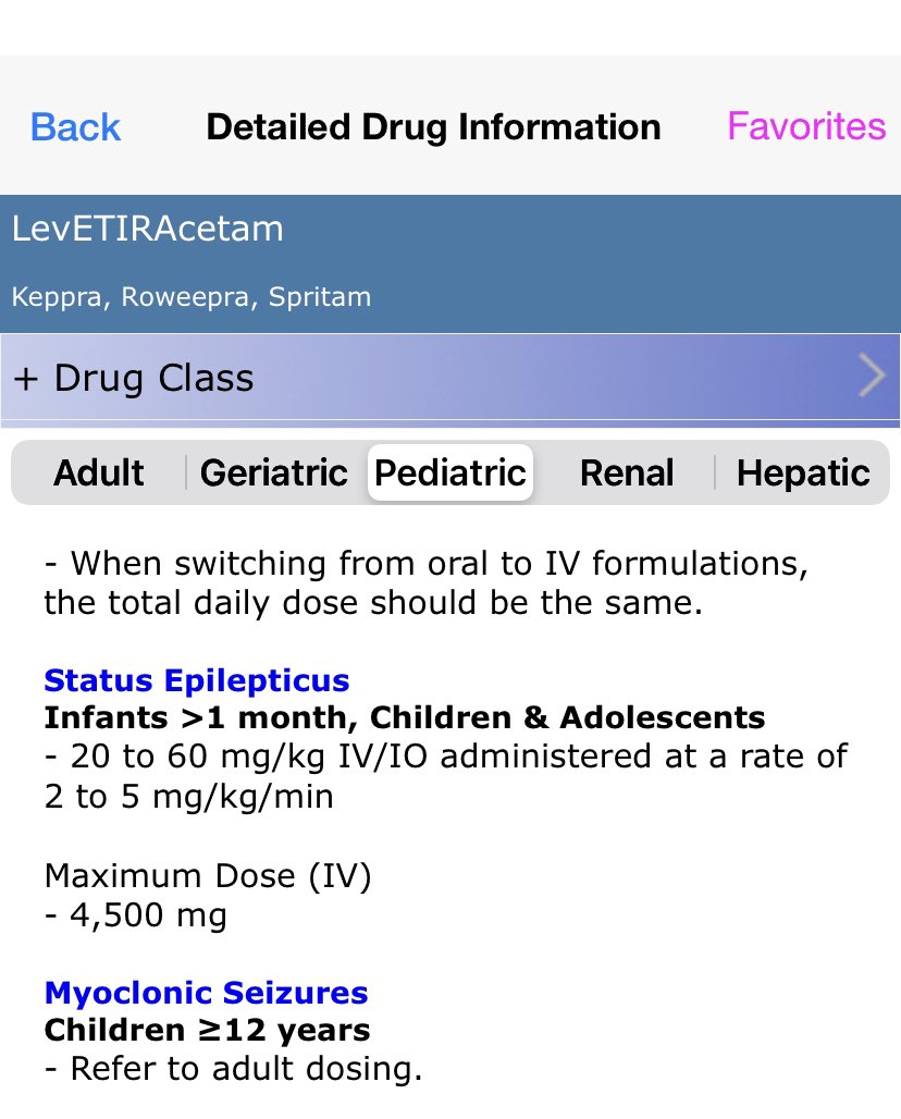 Levetiracetam (#Keppra) PEDIATRICS Dosing Regimen for:
- Status Epilepticus
apps.apple.com/us/app/apother…

#ICU #PICU #PedsICU #Pediatrics #Neurology #neurotwitter #PedsEM #emergencymedicine #EmergencyMedicine #CriticalCare #ClinicalPearl #healthTech #Bioinformatics #healthinformatics