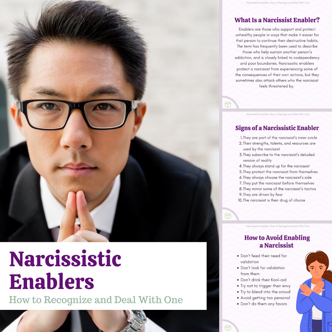 ChooseTherapy's tweet image. Unlike other enablers, some narcissistic enablers adopt the narcissist’s abusive tactics to defend them—including gaslighting, coercion, triangulation, and projection: choosingtherapy.com/narcissistic-e…

#Narcissism #NPD #Enabling #Toxic #Relationships