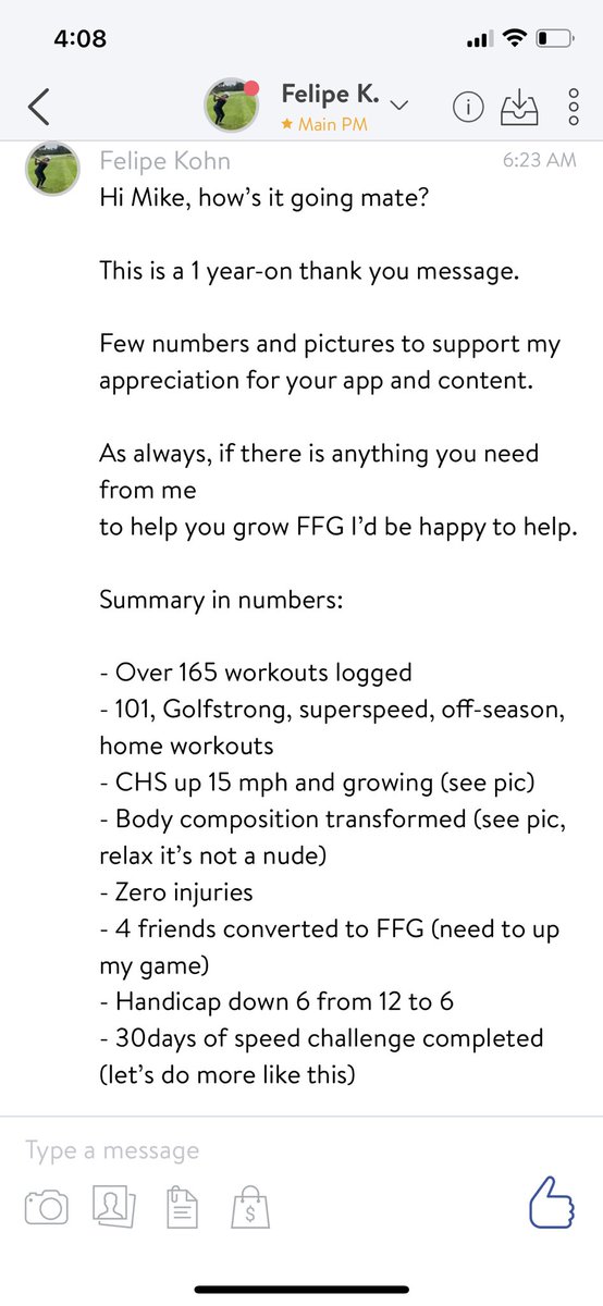 •15mph club head speed gain 

•Hcp from 12 to 6 

Those were some of the highlights of Felipe’s first year using the Fit For Golf App. 

Try the app for one month for just $7 with the code FFGTRIAL 

Link: fitforgolf.blog/app