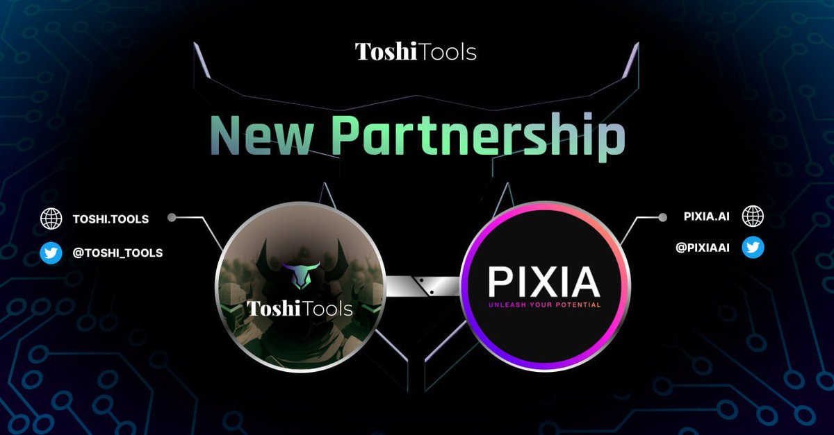 $TOSHI x $PIXIA 🆕

Toshi Tools has strategically partnered with @PixiaAI

Pixia’s AI has many utilities, from artwork generation up to providing artists an NFT management system!

More details on this partnership will follow 🤝

#ToshiTools #Pixia #Web3 #ArtificialIntelligence