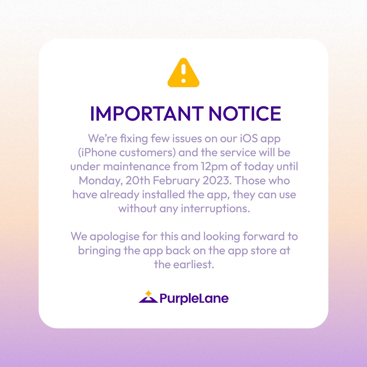 ⚠️ Hey iPhone customers, we’re currently fixing an issue with our iOS version of the mobile app and it’s currently unavailable in the Apple Store. We would be back with updates at the earliest. Thank you and apologize for the inconvenience.