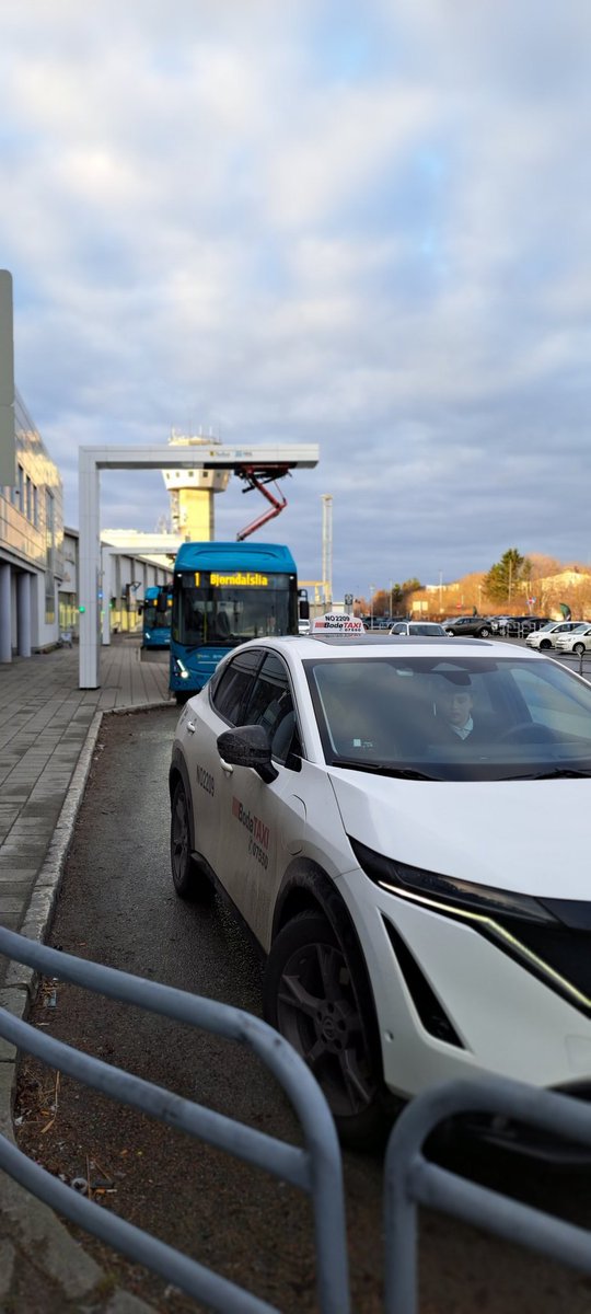 Er í Bodø, þar eru strætisvagnar og leigubifreiðar meira eða minna rafmagns. Já en veðrið á Íslandi bla bla bla...... Bodø liggur talsvert norðar en Grímsey!
