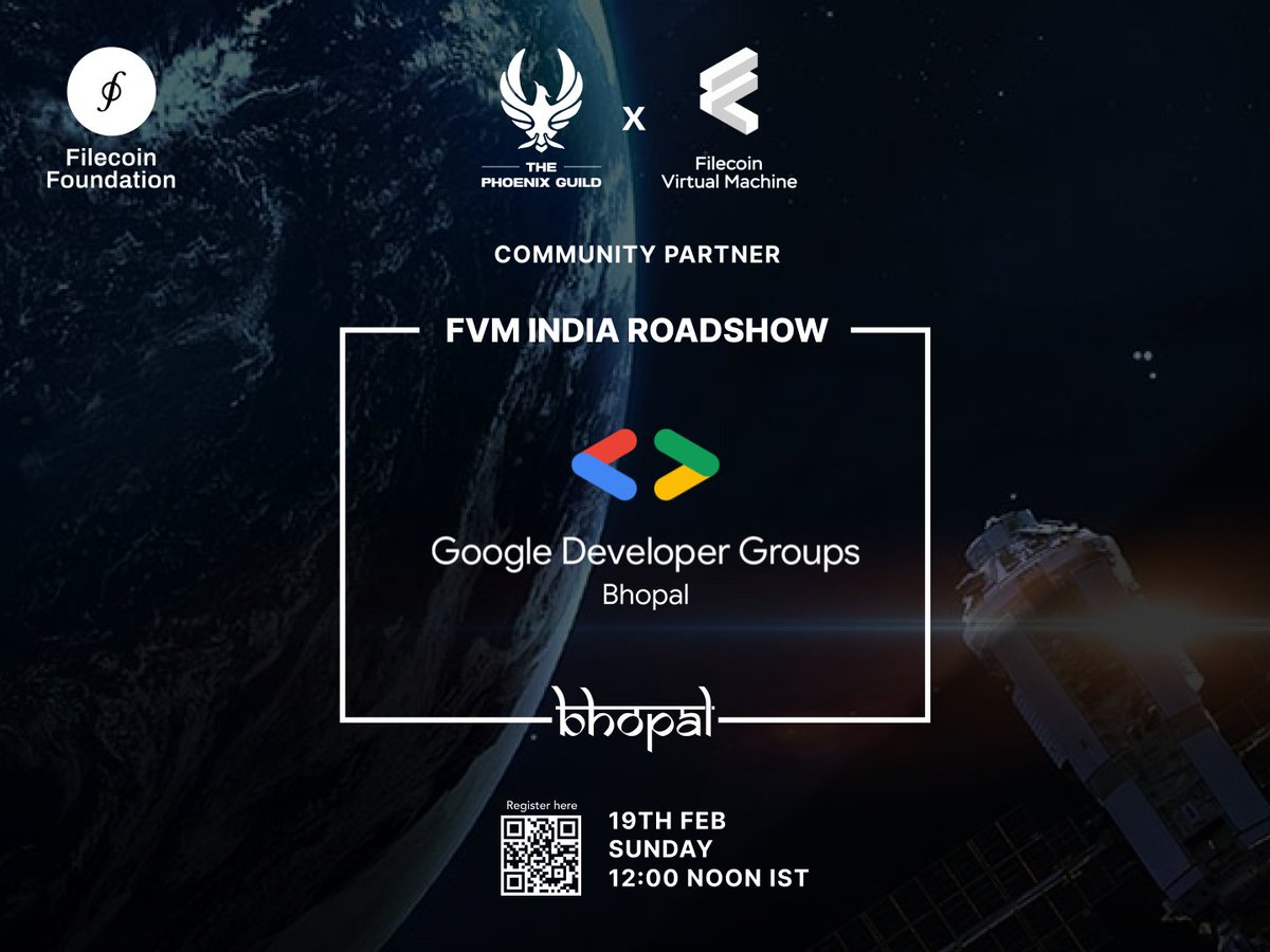 Excited to have @BhopalCoders as our community partner. Let's learn and grow together in the #FilecoinOrbitCommunity @FilFoundation @fvmdev
The Bhopal #fvm-dev workshop is taking place on 19 Feb 2023 presented to you by @bhopal_tpg
