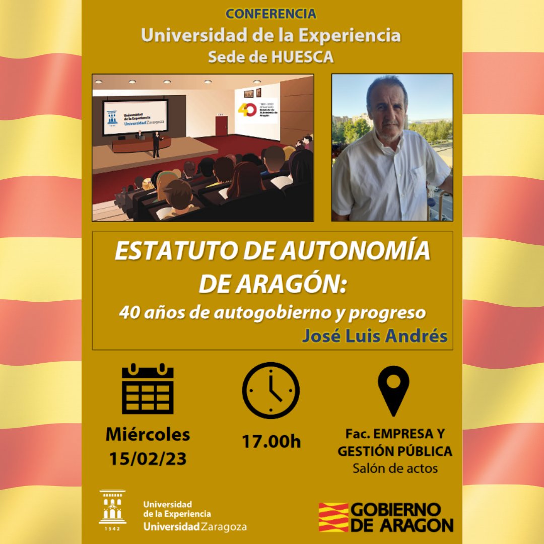 FEGPHuesca's tweet photo. #ConferenciaUEZ #PonentesTOP #EstatutoAutonomíaAragon #UEZ #Universidaddelaexperiencia #GobiernodeAragon @GobAragon @CampusHuesca https://t.co/J3izZLV42U