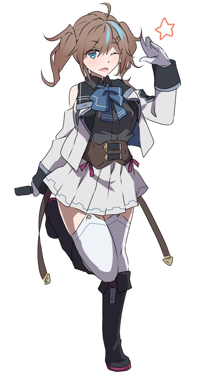 軍のアイドル系勇者ちゃん。
「勇者の剣」の効果で歌に鼓舞・戦意高揚バフが付与されるとかそんな感じなので前線には出ずに歌ったり踊ったりしてる。 