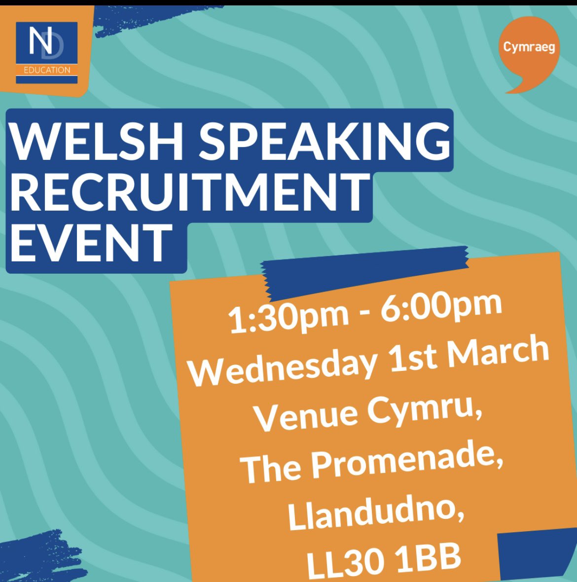 JennaWhittam2's tweet photo. #welshmedium #Llandudno #schools #cymraeg #educacion #teacher #NQT #teachingassistant #recruitment #vacancies #NorthWales @VenueCymru #stdavidsday #supply #Conwy https://t.co/JknrgzYh3T