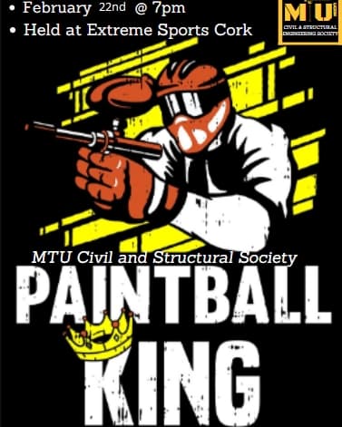 Do you have what it takes to be Paintball King? Only one way to find out, Join us at our paintball event!!!
Wed 22nd @ 7pm in Extreme Sports Cork!!!
Sign up in the google form to secure your place as they are limited.
Tickets to be purchased online.