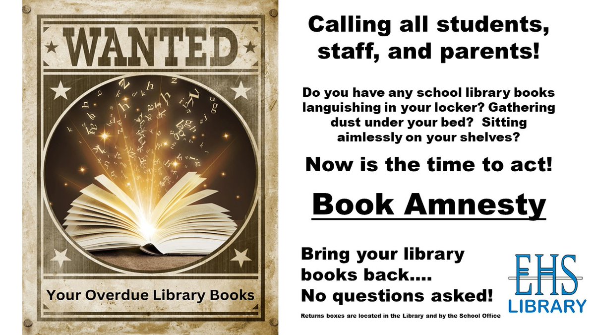 Time to bring those dusty books back folks! @ElginHighHT