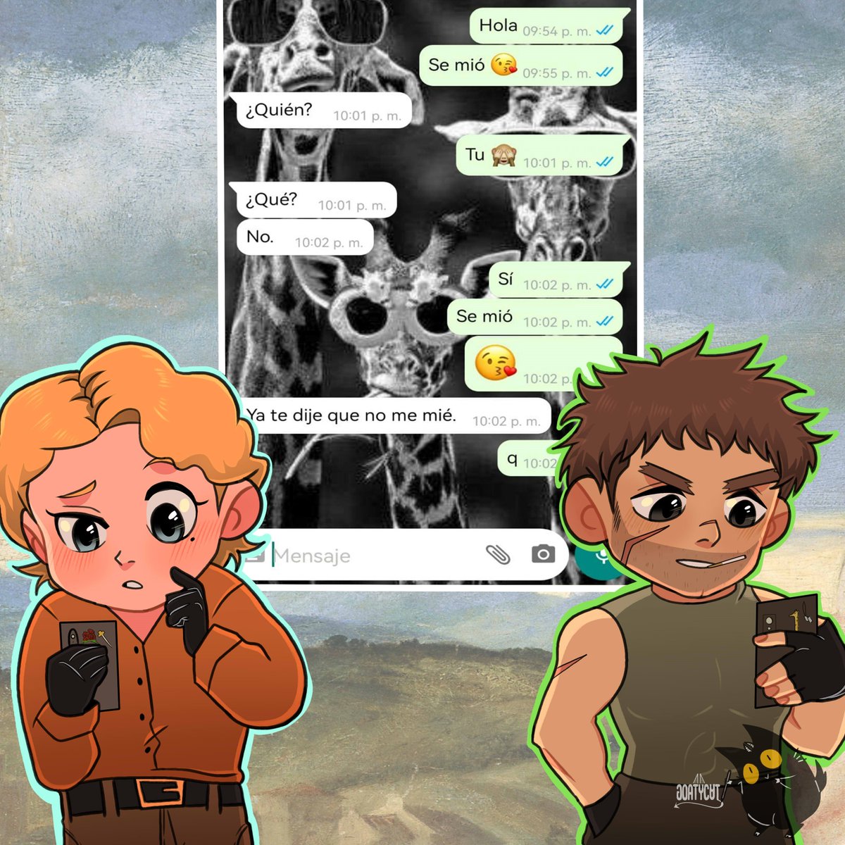 Goaty_cat's tweet photo. Jaja, ¿entienden? El topo le quiso decir "sé mío", pero puso mal la tilde y... Bueno a mí sí me dio risa (??)
Feliz San Valentín !
#southpark #gregorysp #christophesp #zemole #gregoryofyardale #christophezemole #gregstophe #español #meme #equisde https://t.co/gcwuv4ZURs