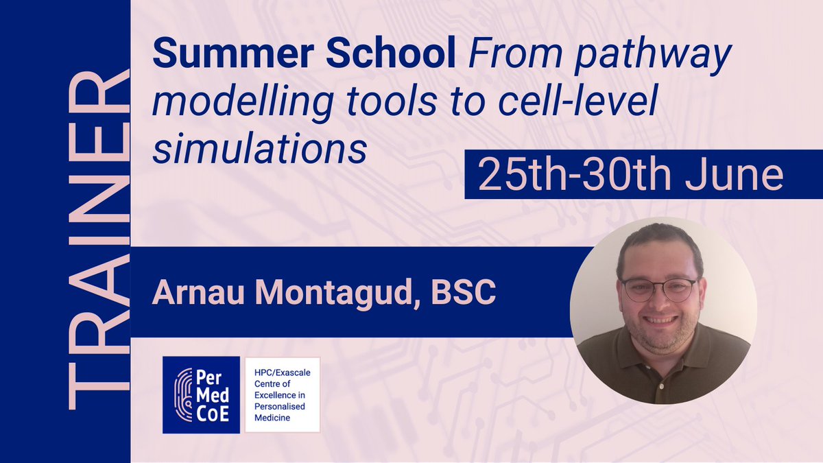 I'm a trainer at the '@PerMedCoE summer school: from pathway modelling tools to cell-level simulation', register to obtain hands-on experience of different #biomedical #modelling tools and workflows.
Deadline for registration is March 6, 2023!