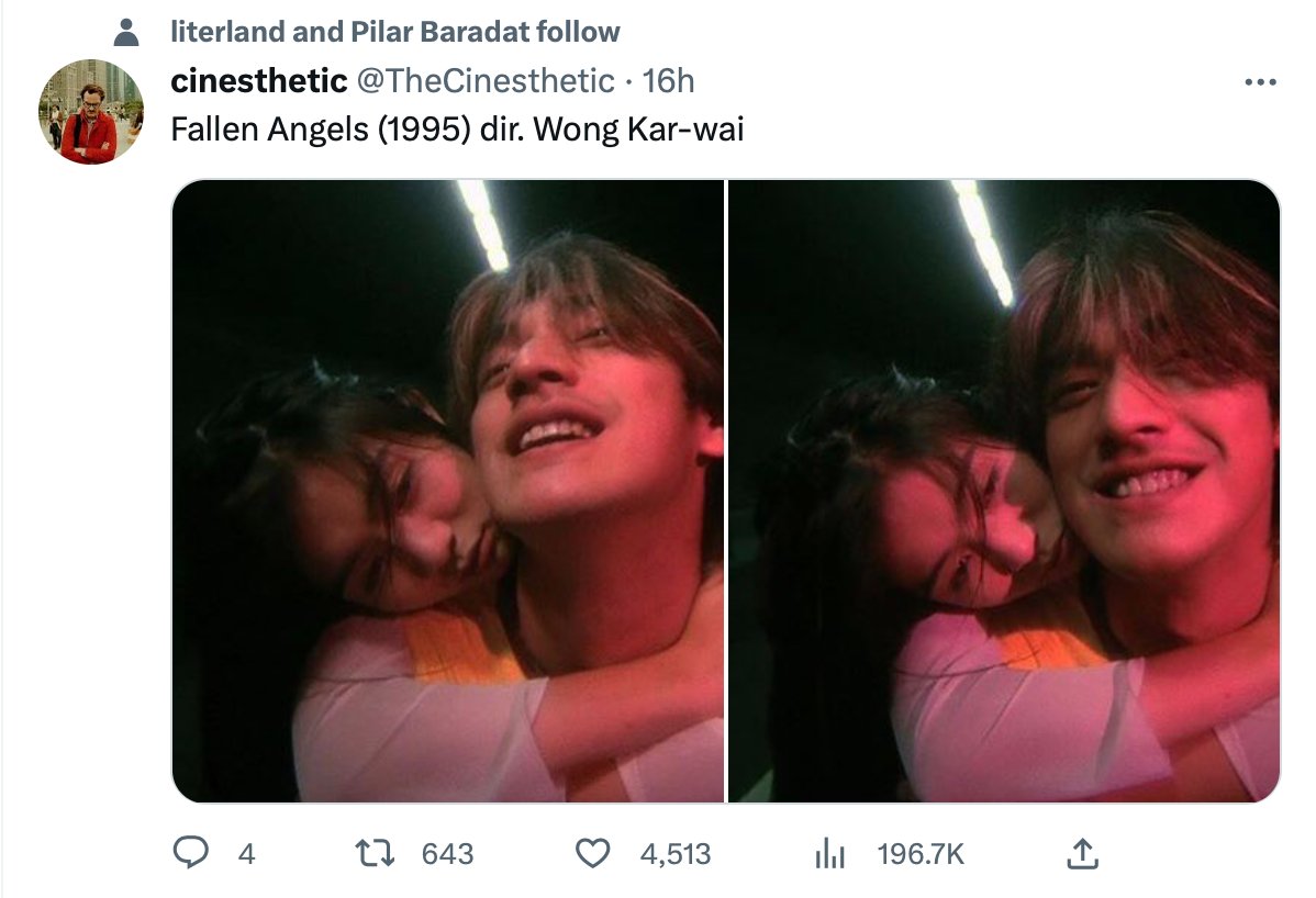 tesirovira's tweet photo. Twitter sap de la meva obsessió pel Wong Kar-wai i me'l promociona constantment. Així recordo per què m'agrada tant </3 https://t.co/G42tMBeNdG