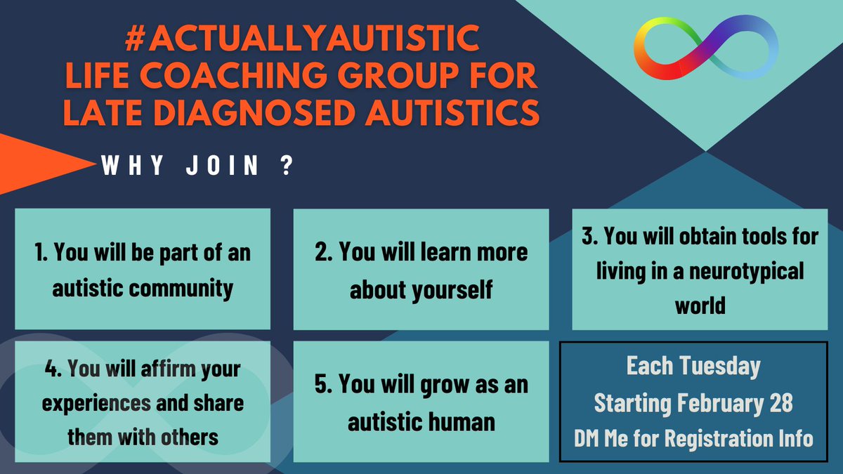 AutisticCoach_'s tweet photo. Being in an intentionally #ActuallyAutistic space is a game changer for living authentically as a late dx #autistic human. Being heard, affirmed, and truly listened to is something many of us have never experienced. Are you ready to meet your AutiSelf? 

https://t.co/LAlTQ1BbsV https://t.co/J1Gz86xxdi