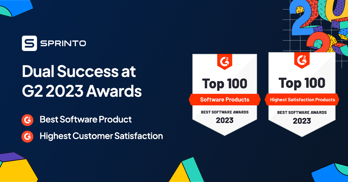 priteshvora's tweet image. We&apos;re thrilled to announce that @sprintoHQ has been awarded one of the Top 100 Software Product and Highest Satisfaction Product by @G2dotcom. 

We&apos;re very grateful to our customers for their ongoing support and trust in our product and services. 

#BestSoftware2023 #Compliance