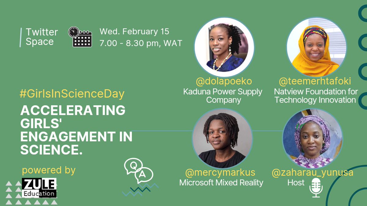 are you passionate about accelerating girls' engagement in science?

join the convo🎙 on today's #twitterspace, marking the "international day of women and girls in science" ⏳ 7.oo pm x.com/i/spaces/1OwGW…