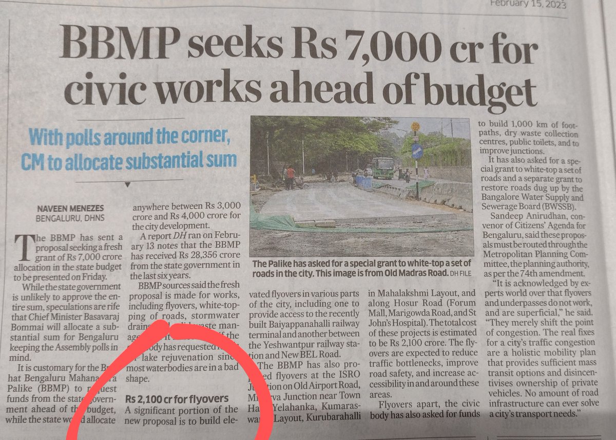 Dear Bengaluru,

@BBMPCOMM has asked CM for 2100 crores for flyovers.

<a href="/BBPVedike/">Bus Prayanikara Vedike</a> has asked CM for 2950 crores for buses.

Pls RT,  tag CM, your MLAs and tell them where you want money to go  - flyover or buses.