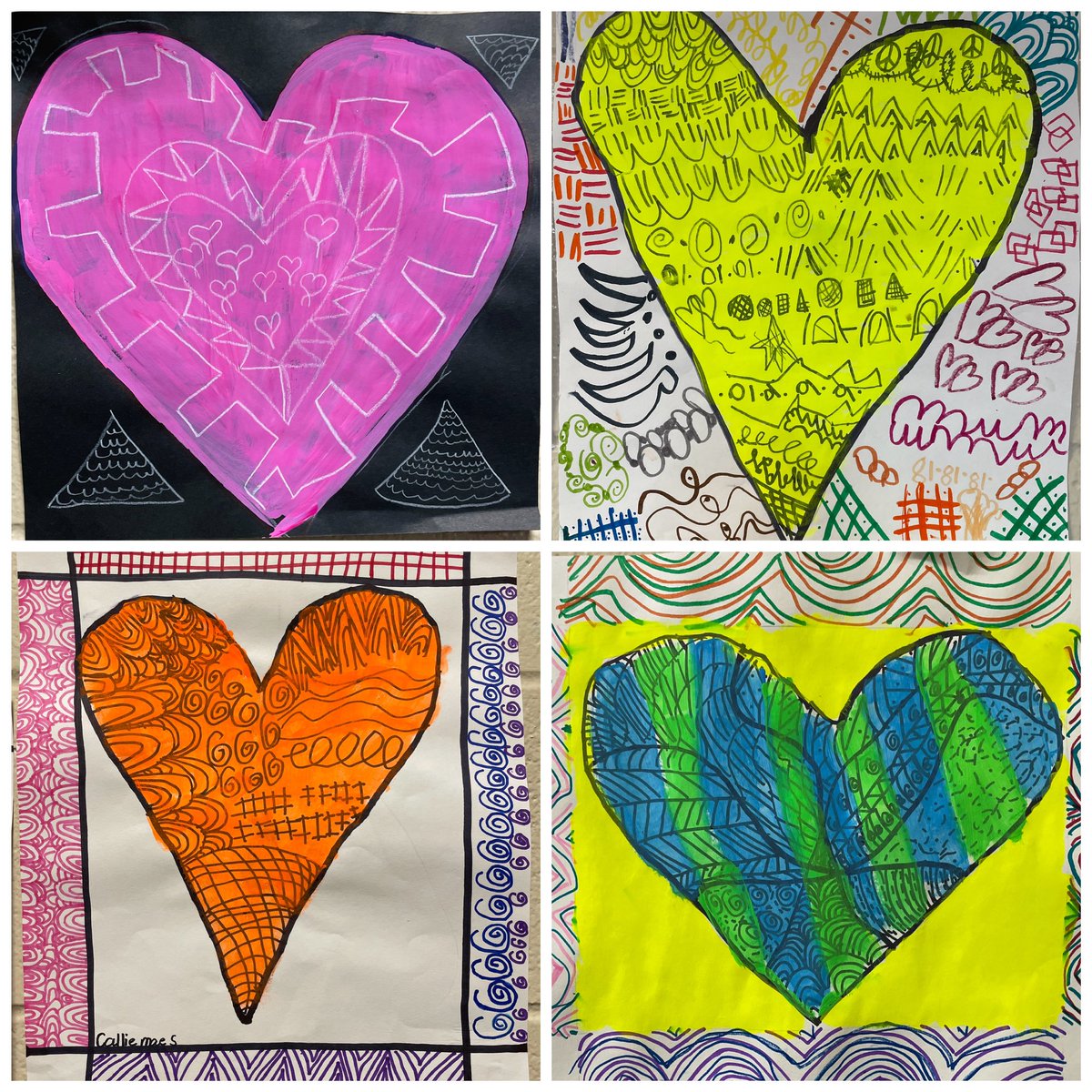 MsBennettArt's tweet image. Second grade studied the artists Dine, Goldcrown, Uphues, Britto and EttaVee. Then created these amazing lines and patterns 💙hearts! #secondgradeart #HappyValentinesDay @HumbleISD_HHE @VisualArtHumble @HumbleISD_Arts @MeghinScott @SteinJeralisa @ShatzerAmy @lisacaviness80