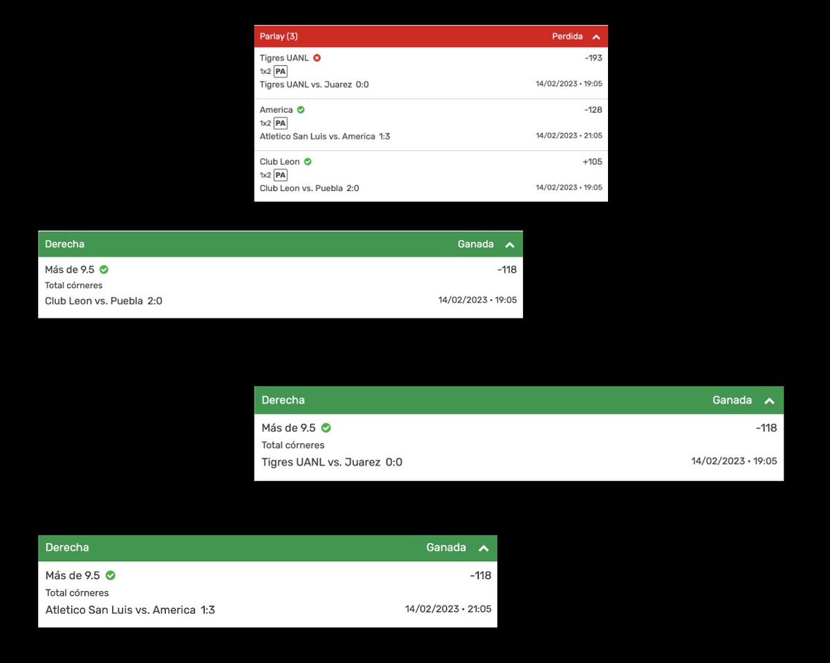 Marropicks's tweet photo. ¡Destrozamos al casino!

#ChampionsLeague 
Milan vs totte
+9 corners💰

PSG vs Bayern
+9 corners🔄

#LIGAMX 
FUNBET +456❌
Leon vs Pue
+9.5 corners💰

Tig vs Jrz
+9.5 corners💰

SL vs Ame
+9.5 corners💰

RETO ESCALERA
Paso 1✅
Paso 2✅
Paso 3✅
Bank $3,484.84

#GamblingTwitter https://t.co/yk1TVqPtkN