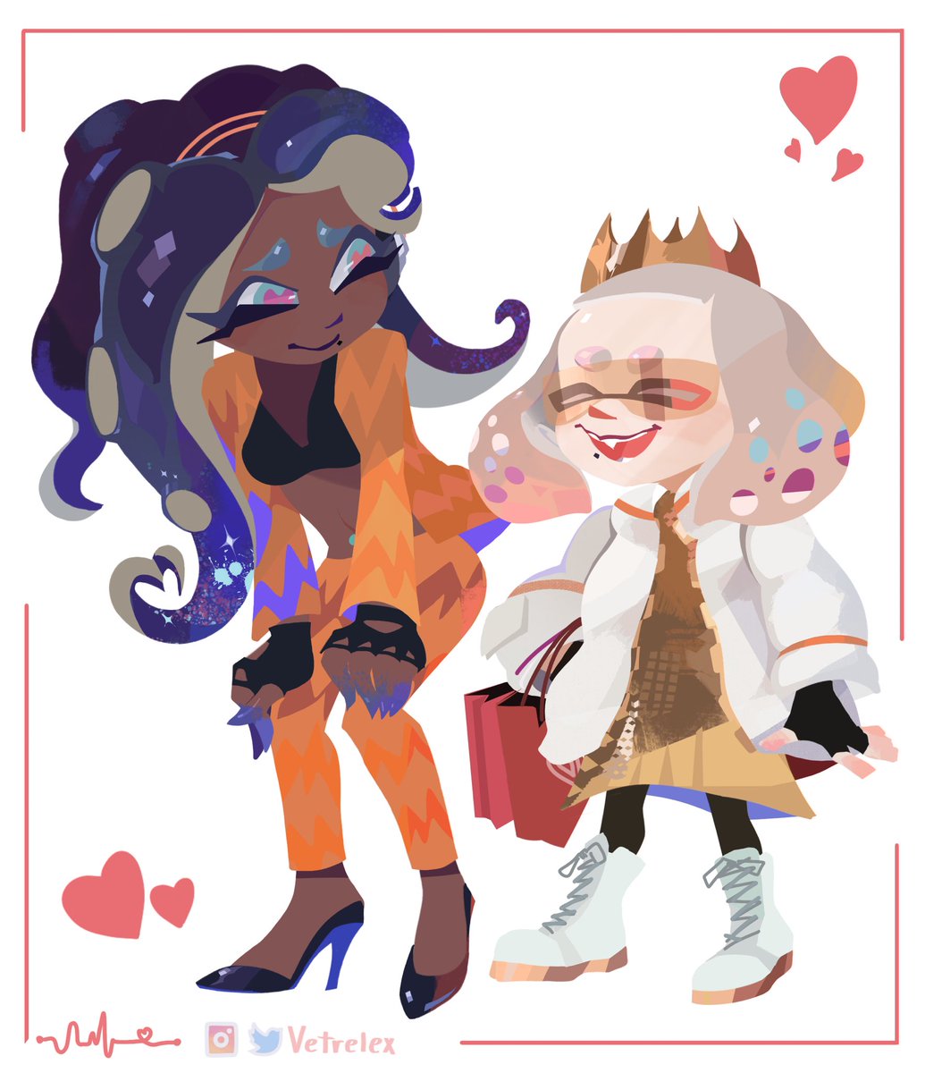 Vetrelex's tweet photo. Valentine’s Day with the lesbosquids ♥️
.
#Splatoon3 #pearlina #splatoon3fanart https://t.co/dt8nIG1Oay