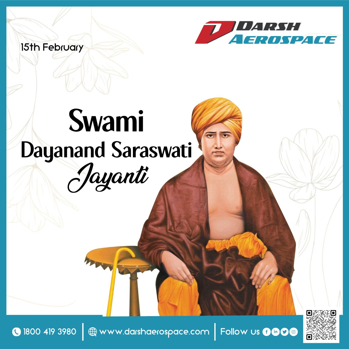 DarshAerospace's tweet photo. Our humble tributes to Swami Dayanand Saraswati on his Jayanti. 

#DayanandSaraswati https://t.co/3hEz1rIstc