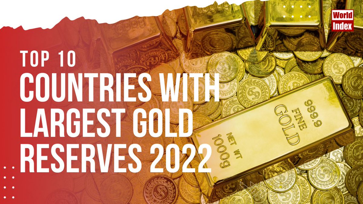 Gold Reserves (in metric tons) 1.🇺🇸US: 8,133.47 2.🇩🇪Germany: 3,355.14 3.🇮🇹Italy: 2,451.84 4.🇫🇷France: 2,436.50 5.🇷🇺Russia: 2,298.53 6.🇨🇳China: 1,948.31 7.🇨🇭Switzerland: 1,040.00 8.🇯🇵Japan: 845.97 9.🇮🇳India: 768.80 10.🇳🇱Netherlands: 612.45 Watch: youtube.com/watch?v=IiNzft…