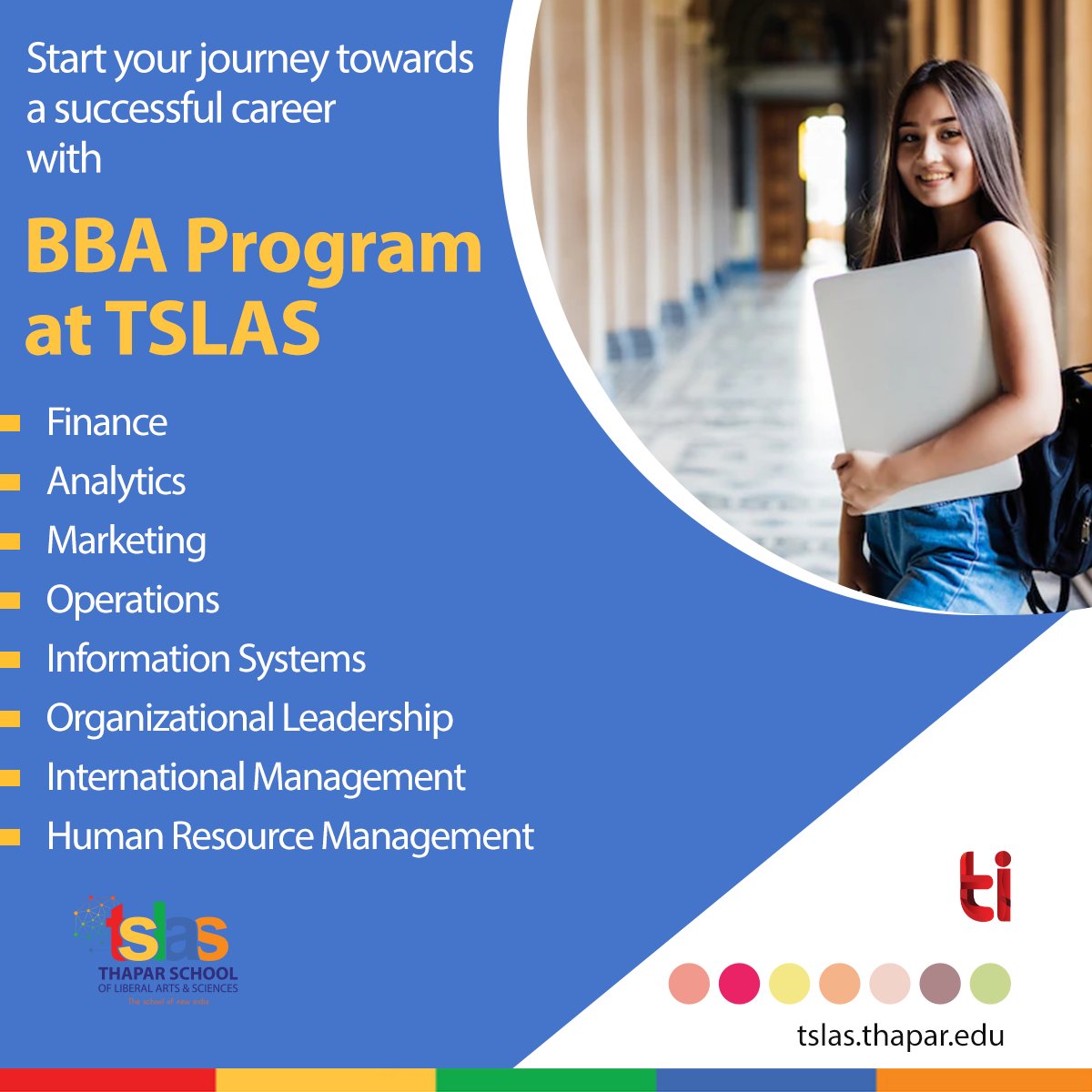 The BBA program at TSLAS gives students the skills, values, and knowledge they need to develop strategic business insight, make moral decisions, and adopt a sustainable perspective.

#TSLAS  #BBAProgram