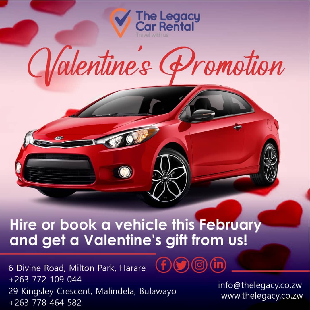 Book a vehicle from us this February and get a Valentine's gift from us!
#valentine #bemyvalentine #carrental #present #gift #lovedones #Wednesday #MonthOfLove #happines #carhire #vehicle #love #hire #car #travel #booknow #travelwithus #choose #us #rental #legacy #chooseus